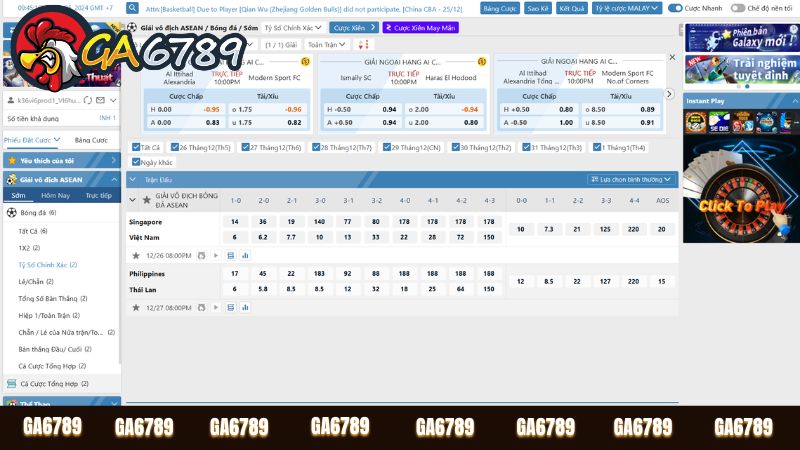 Hệ thống kèo cược tại Thể thao Ga6789 cập nhật hàng ngày